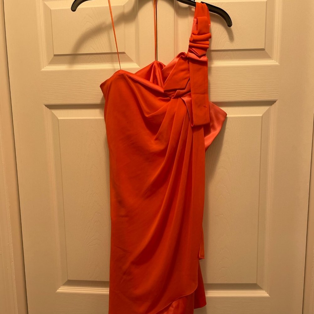 Max & Cleo peach semi-formal dress